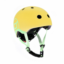 Детский защитный шлем Scoot and Ride, лимон, с фонариком, 51-55 см